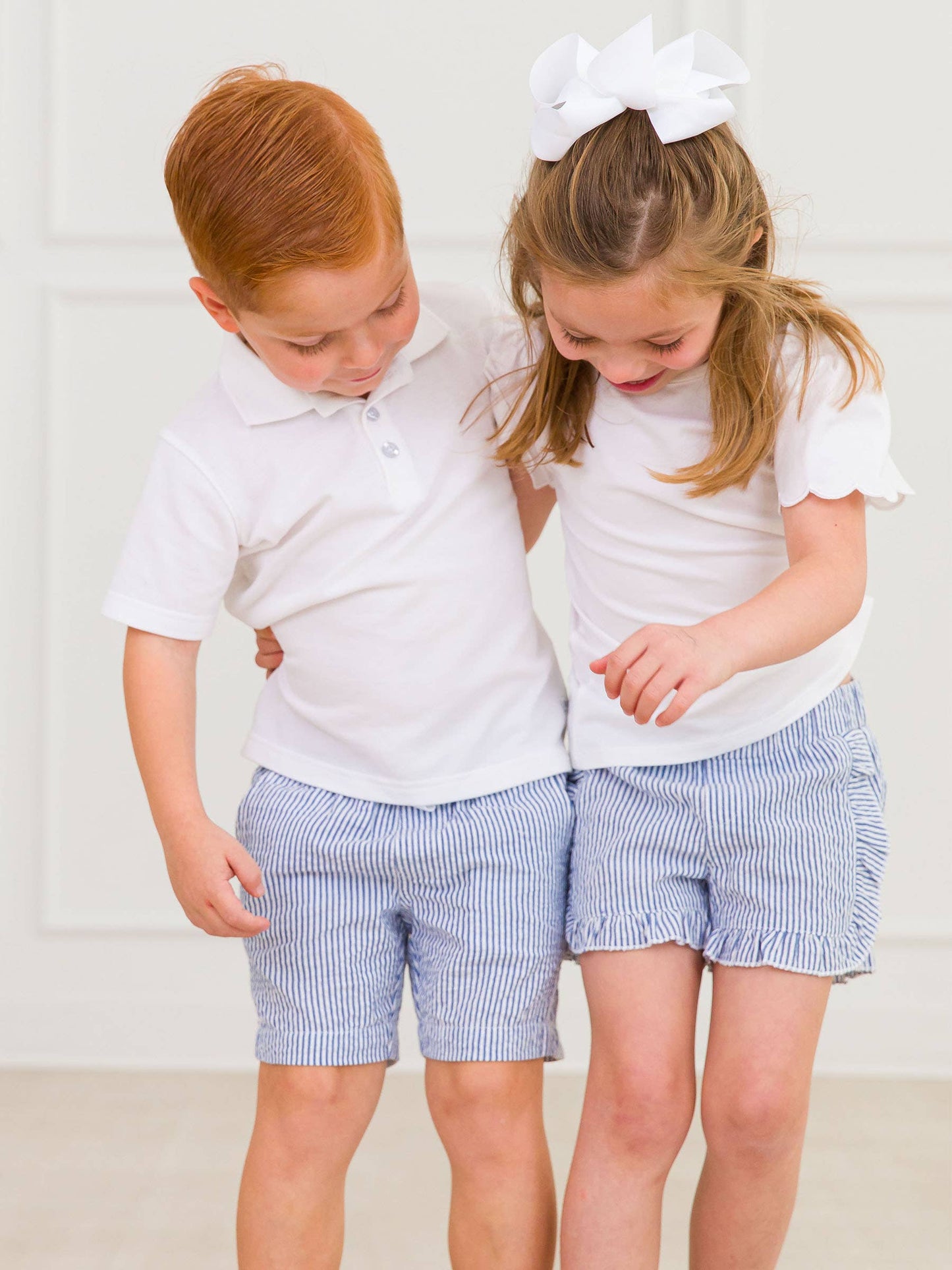 Boys Classic Blue Seersucker Pull-on Shorts