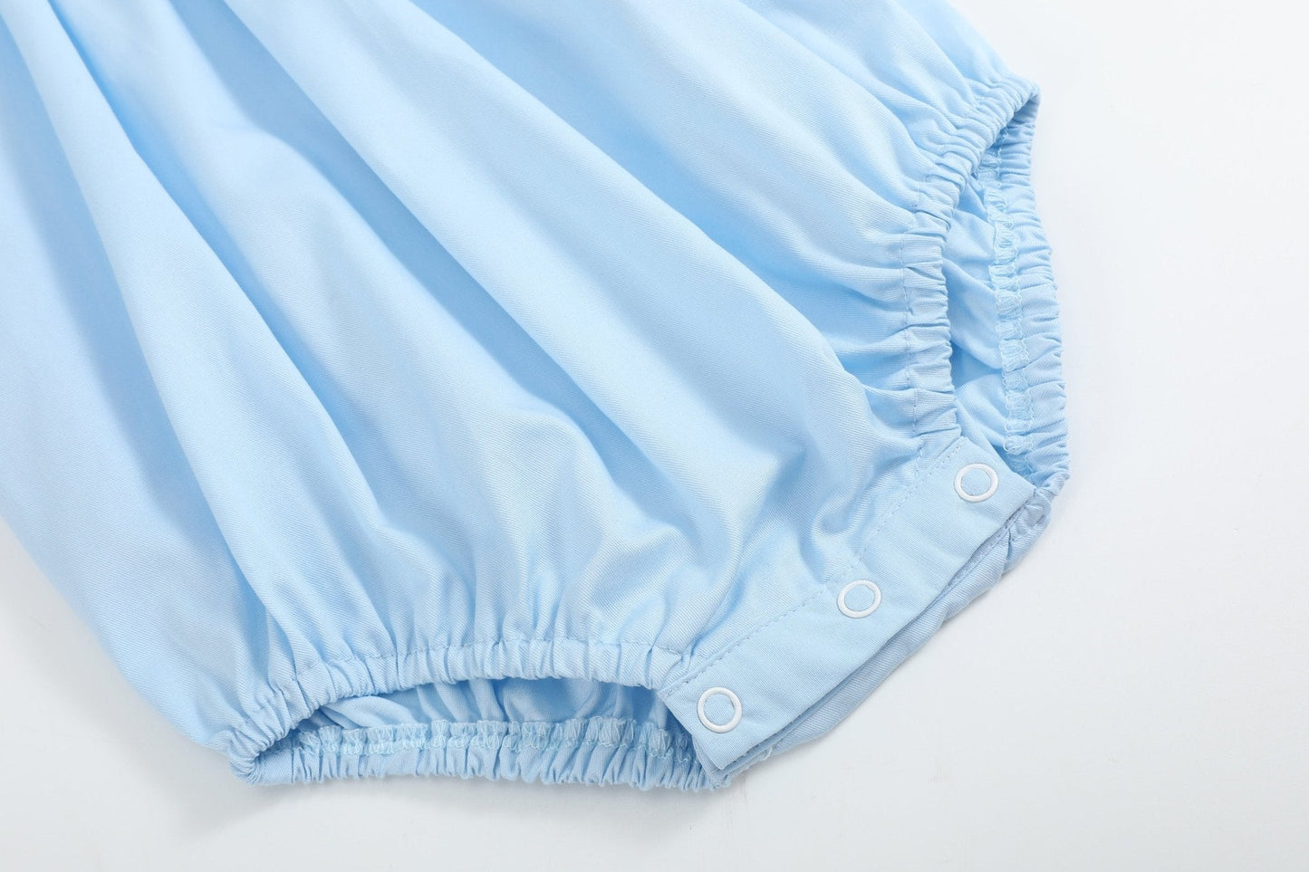 Blue and White Smocked Bubble Romper