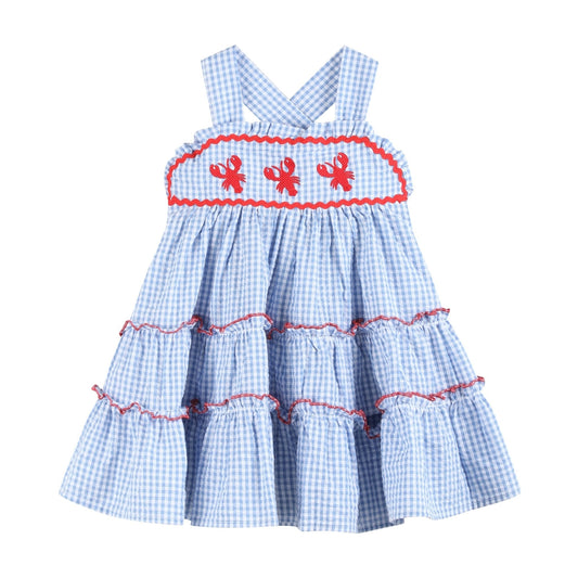 Blue Gingham Crawfish Layered Sundress