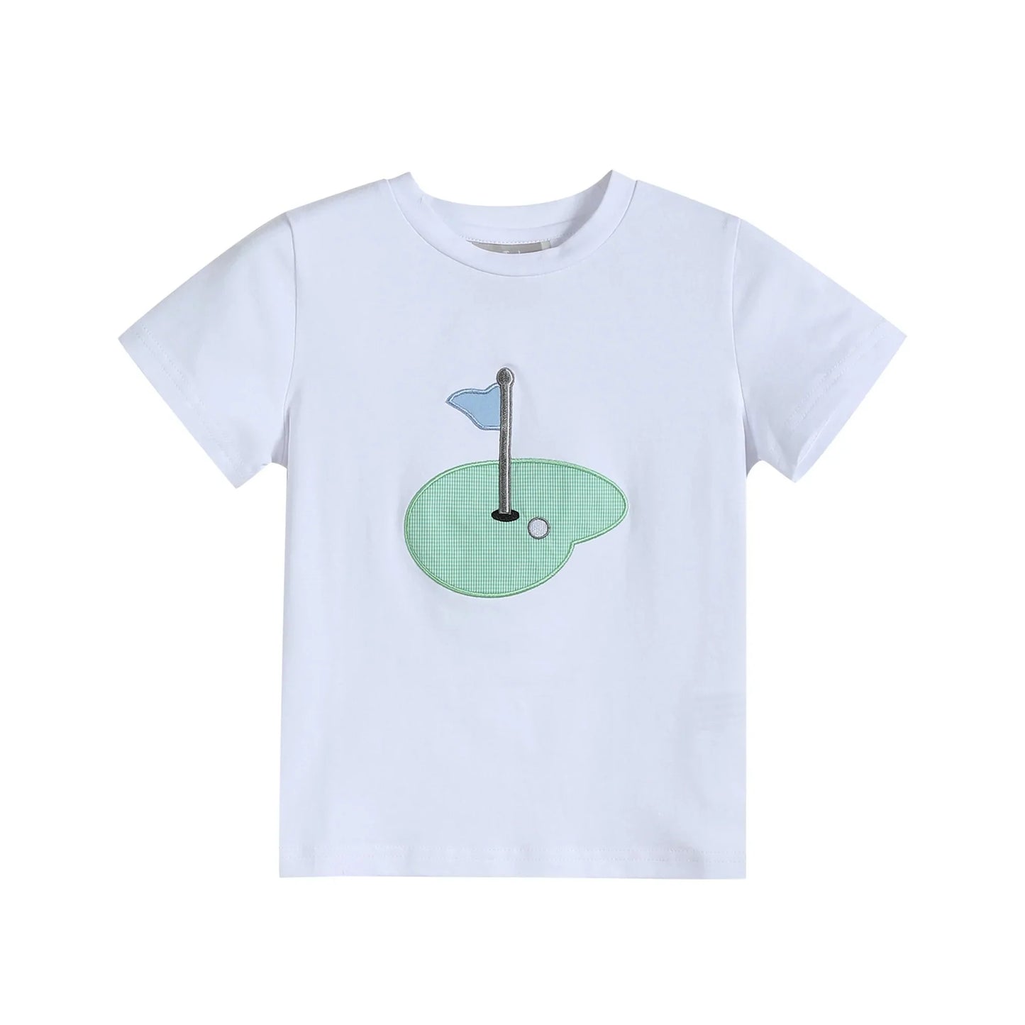 Blue Gingham Golf Hole Shirt and Boy Shorts Set