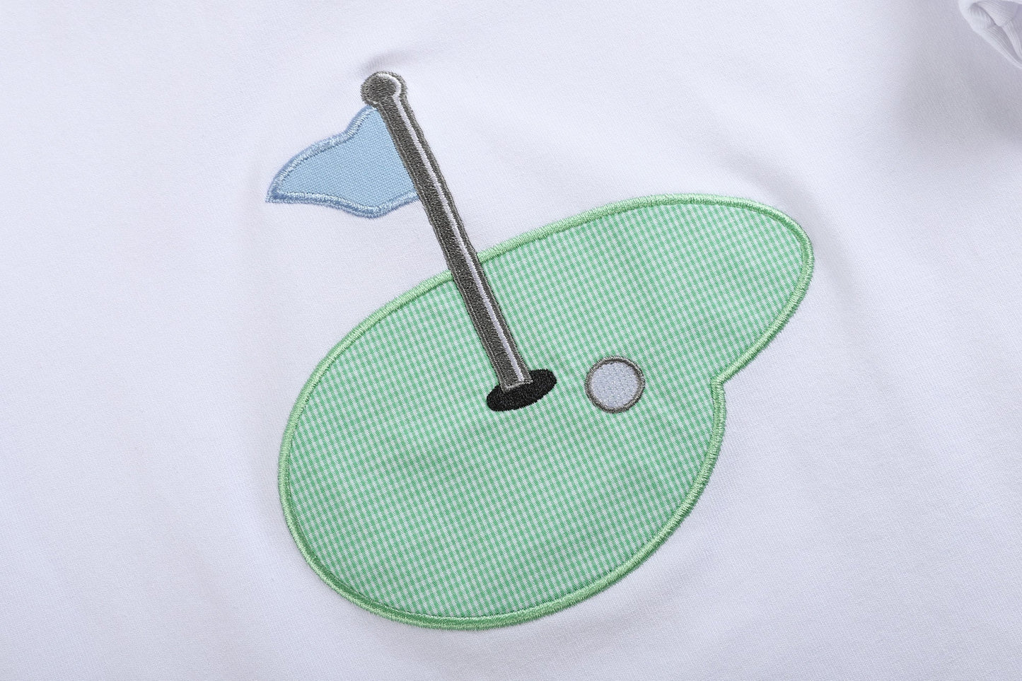 Blue Gingham Golf Hole Shirt and Boy Shorts Set