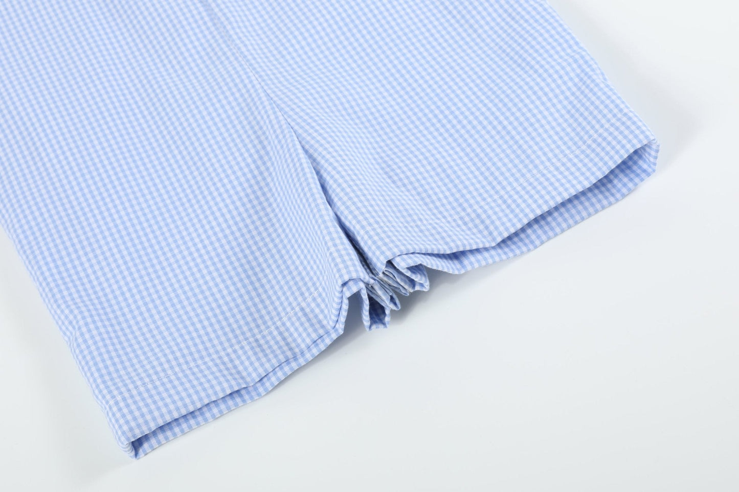 Blue Gingham Whale Overall Shortalls