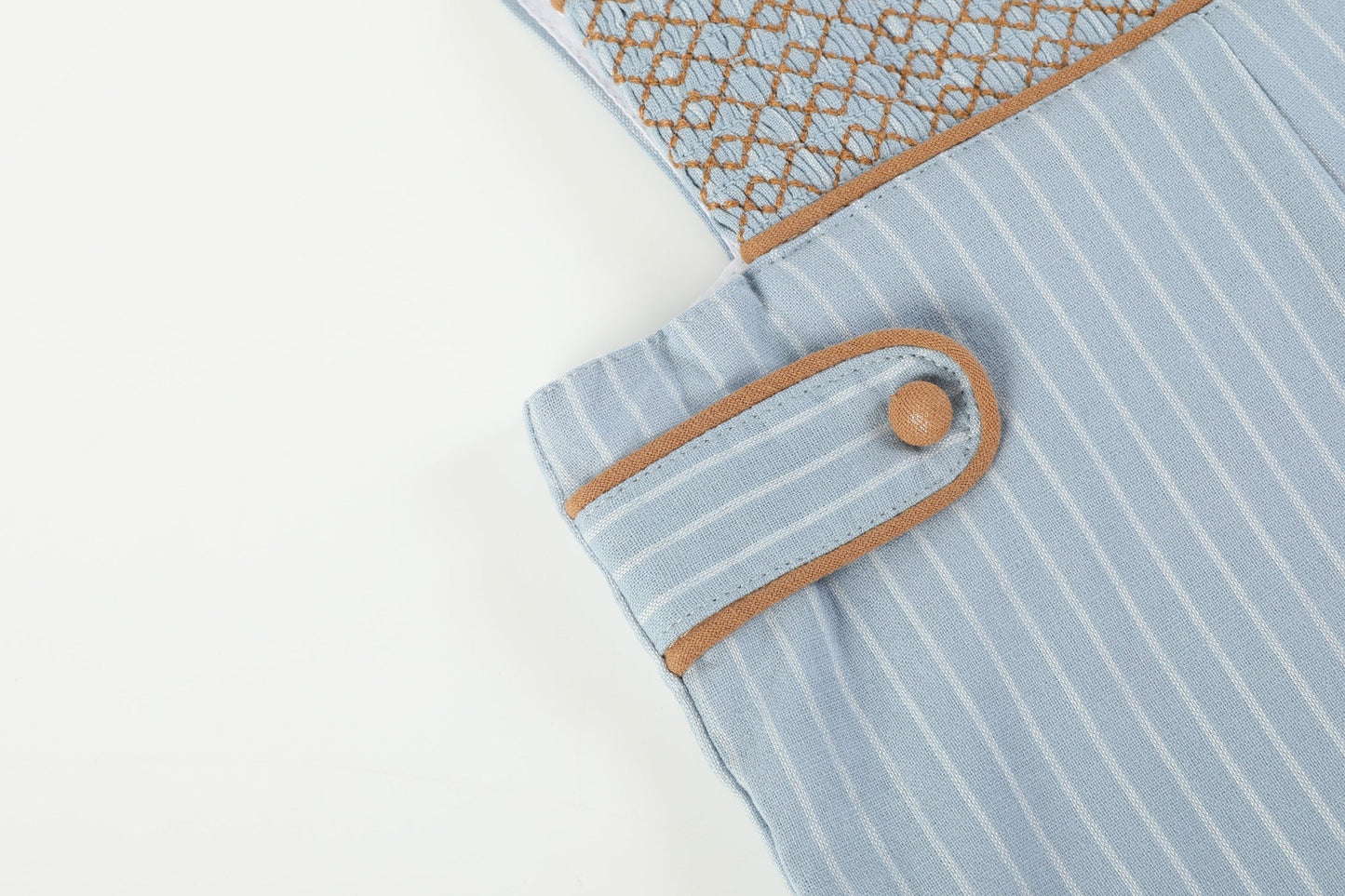 Blue Pinstripe Brown Smocked Jon Jons