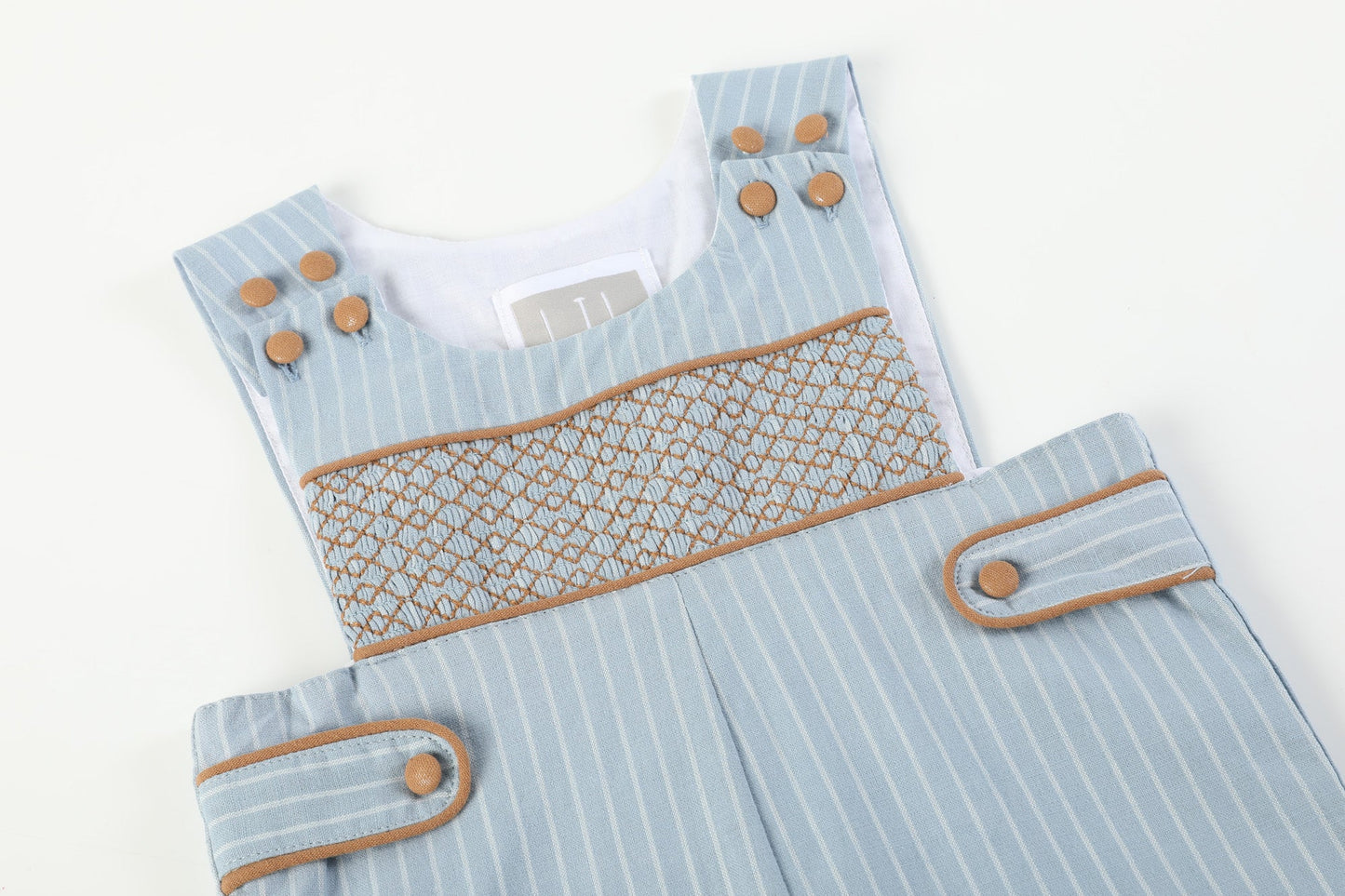 Blue Pinstripe Brown Smocked Jon Jons