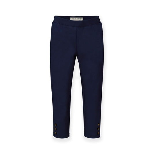 Button Cuff Ponte Pant Navy - Baby