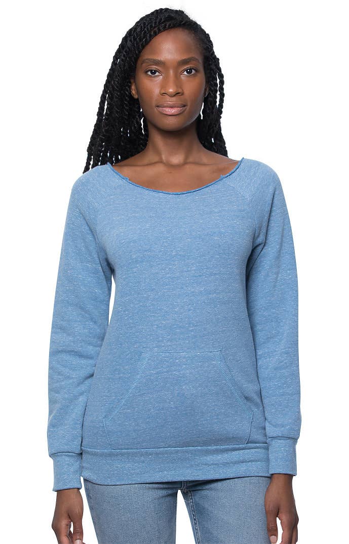 WOMEN'S ECO TRIBLEND FLEECE RAGLAN W/POUCH POCKET