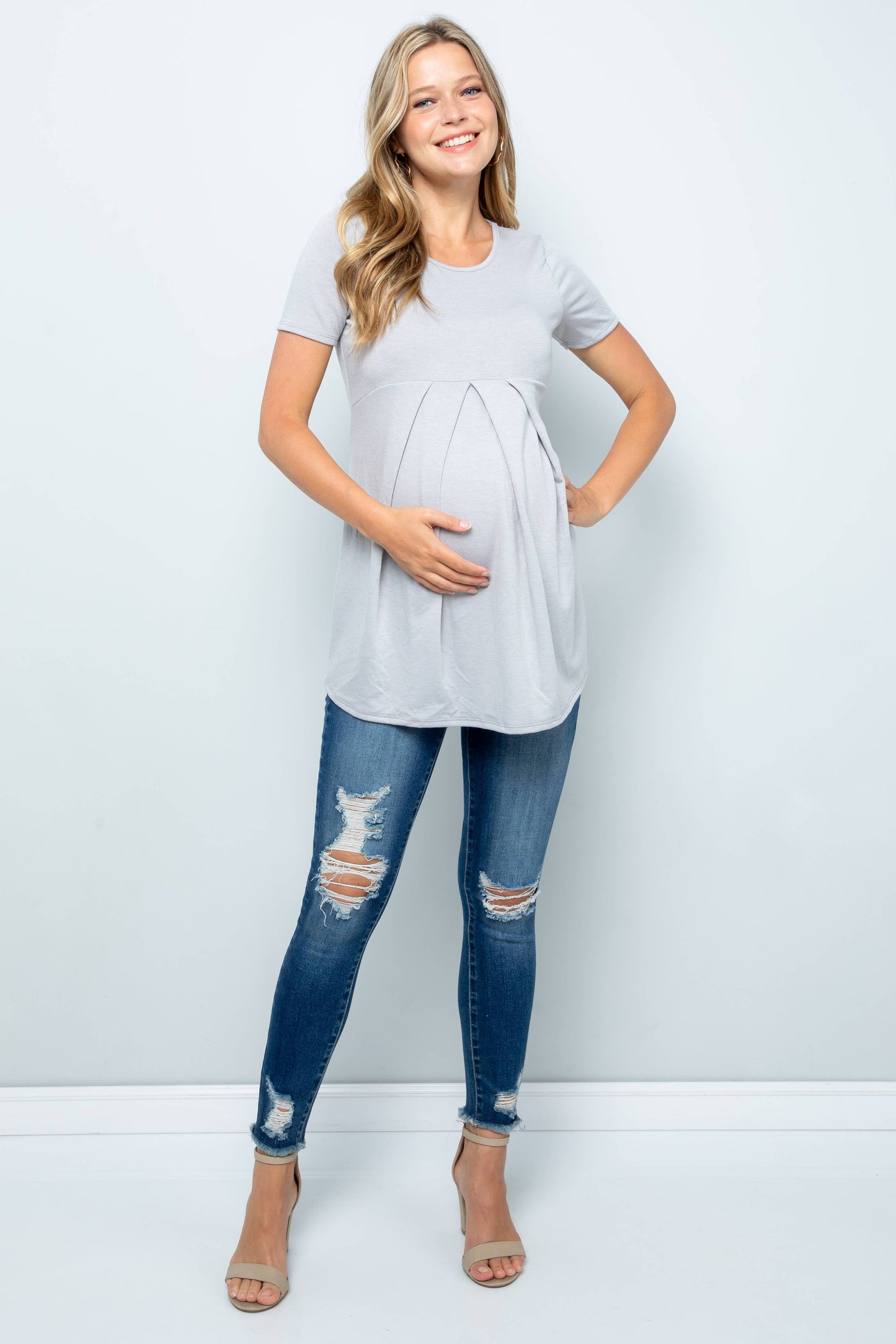 Zoey French Terry Pleated Top