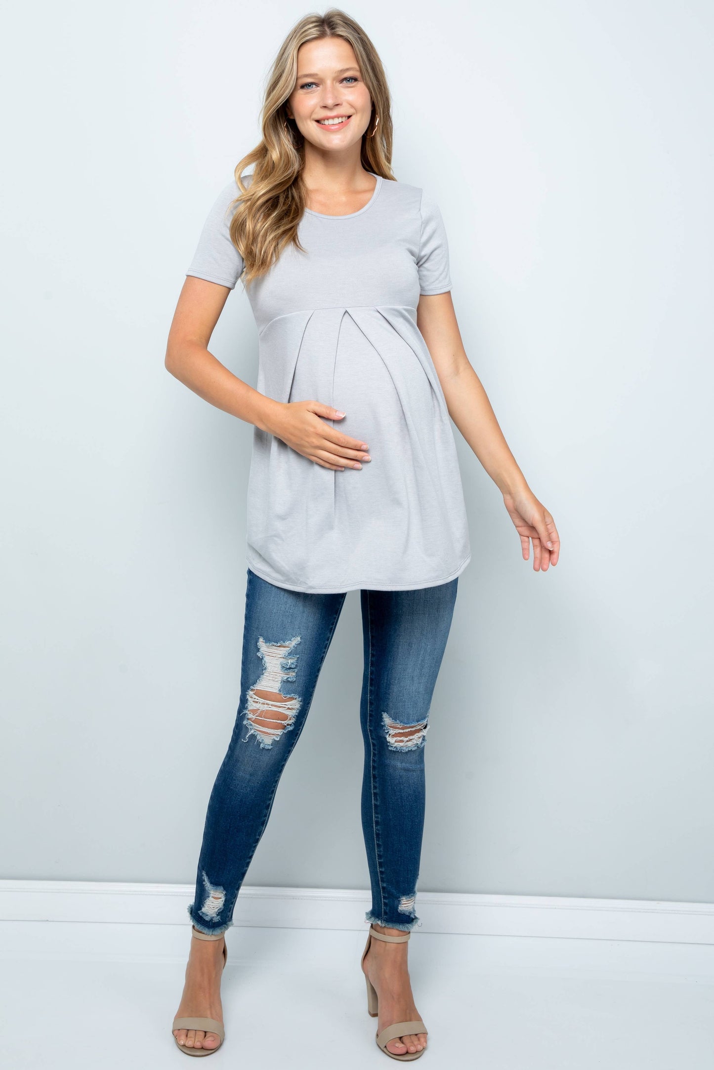 Zoey French Terry Pleated Top