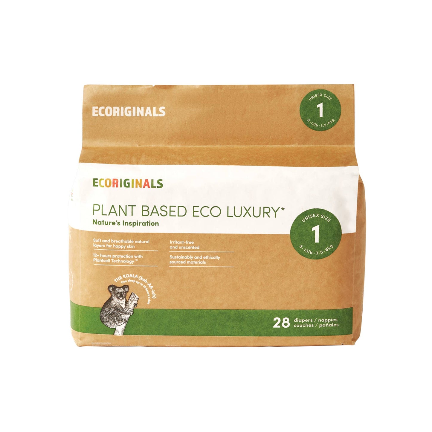 Plant based USA Cotton Eco Diaper Size 1 Newborn Plus 8-13lb