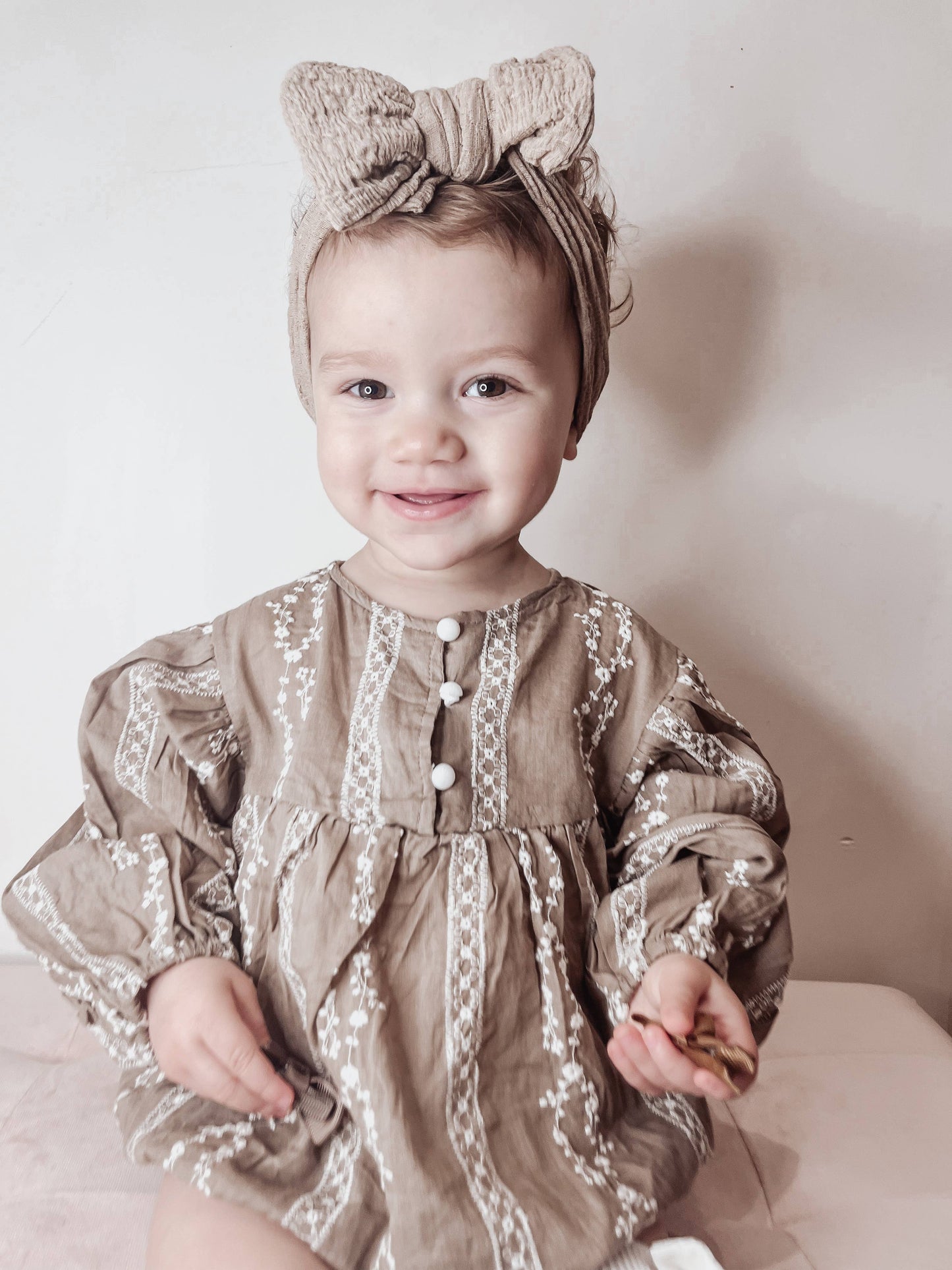 Annie & Charles® organic cotton bodysuit with embroidery