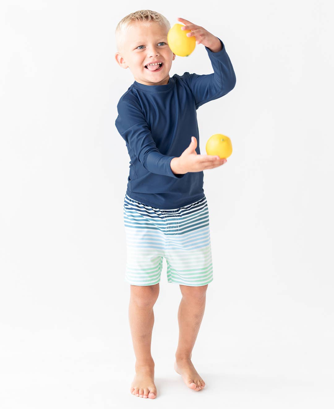 Boys Coastal Stripes Swim Trunks