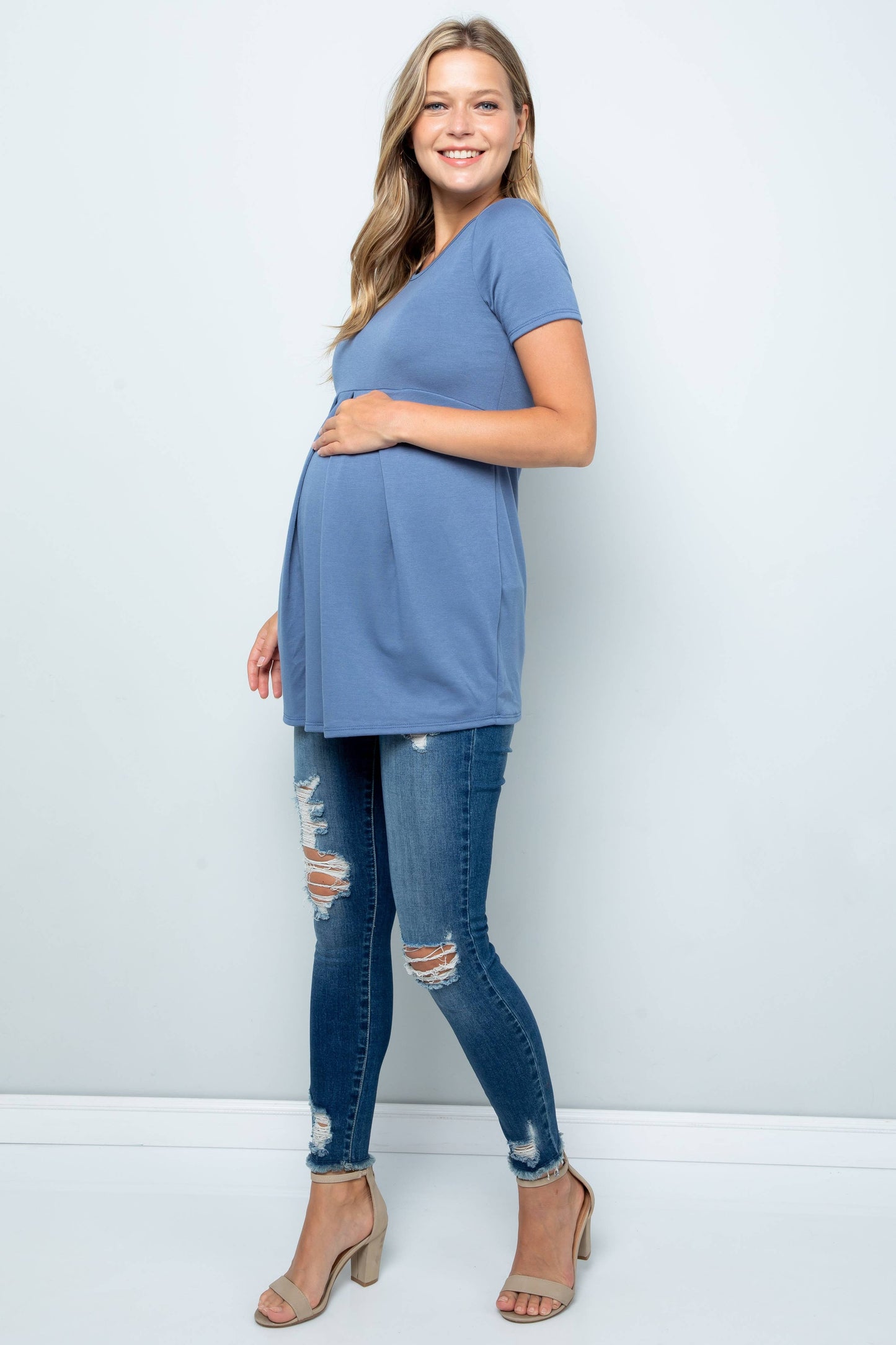 Zoey French Terry Pleated Top
