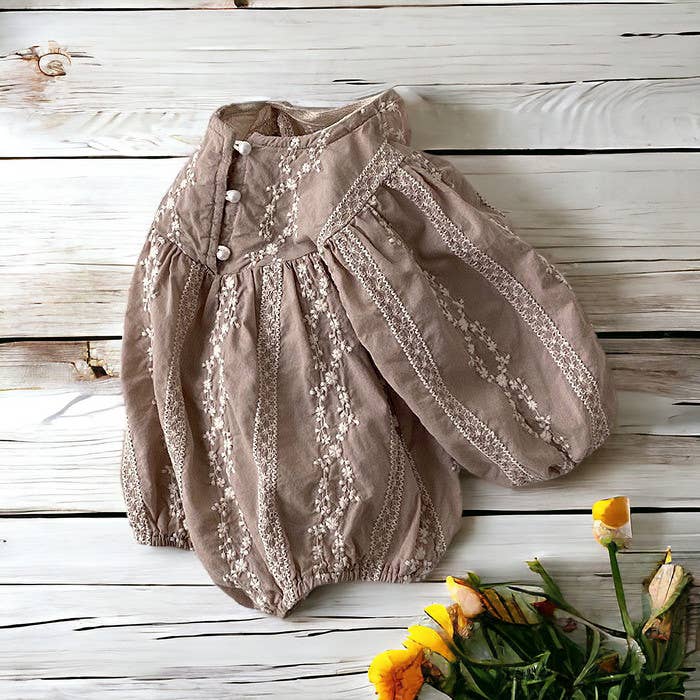 Annie & Charles® organic cotton bodysuit with embroidery