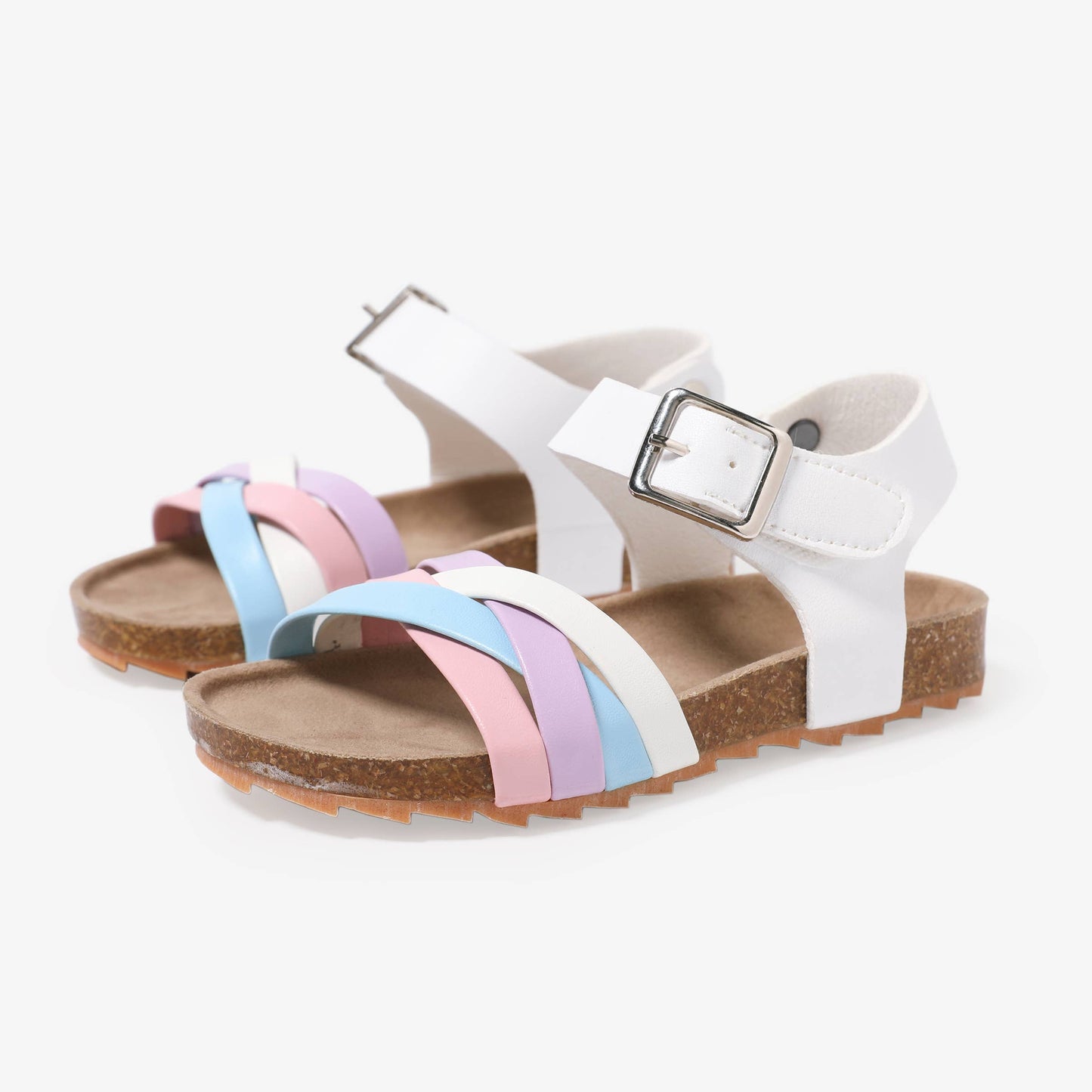 Toddler/ Kid Girl Casual Stripe Cork Sole Buckle Sandals