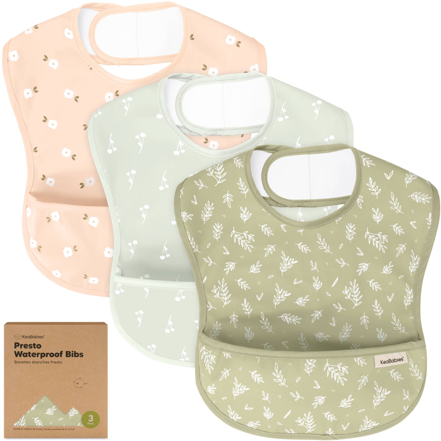 3-Pack Presto Waterproof Baby Bibs for Boys, Girls