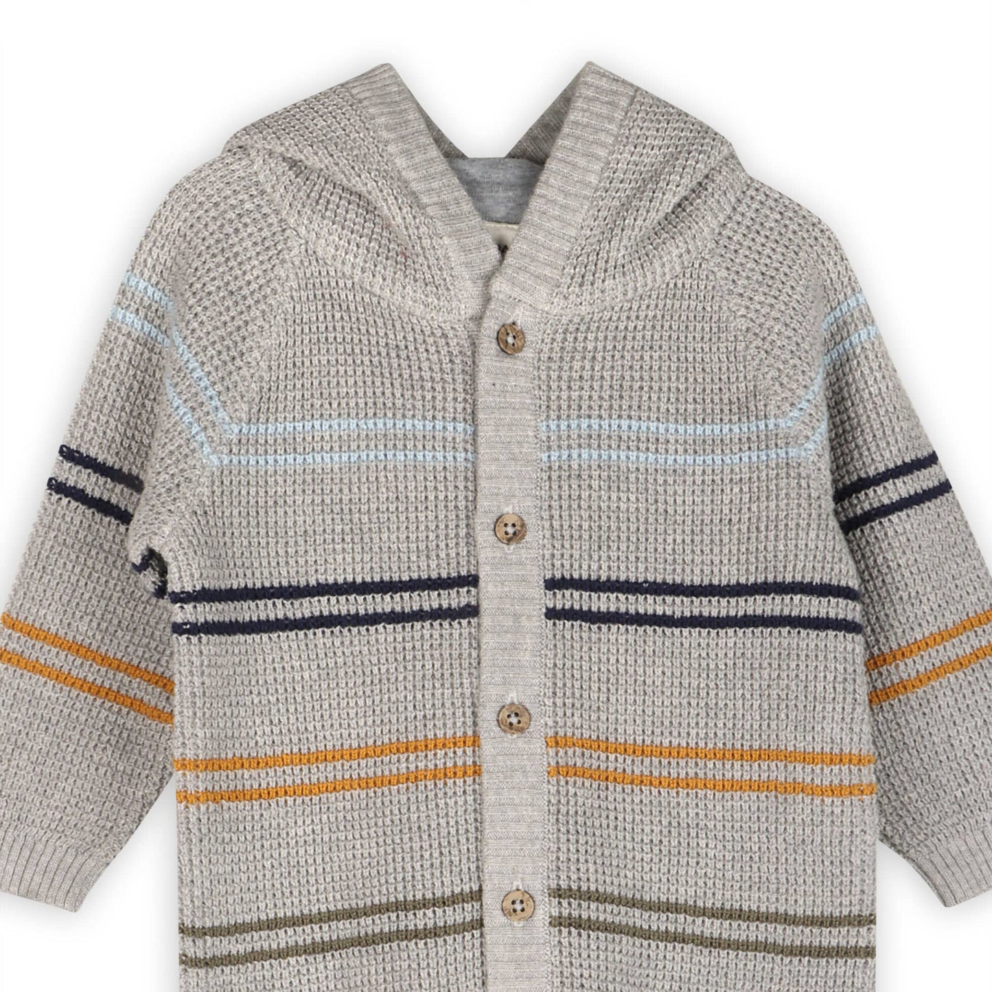 Classic Stripe Sweater Knit Baby Hooded Jumpsuit