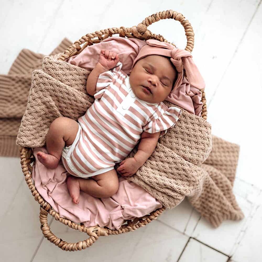 Rose Milk Stripe Short Sleeve Organic Bodysuit