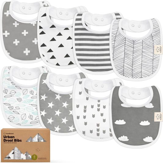 8-pack Urban Drool Bibs for Teething Baby Boys and Girls