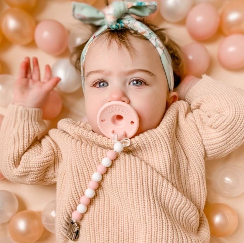 Ali+Oli Silicone Pacifier Clip (Pink-White)