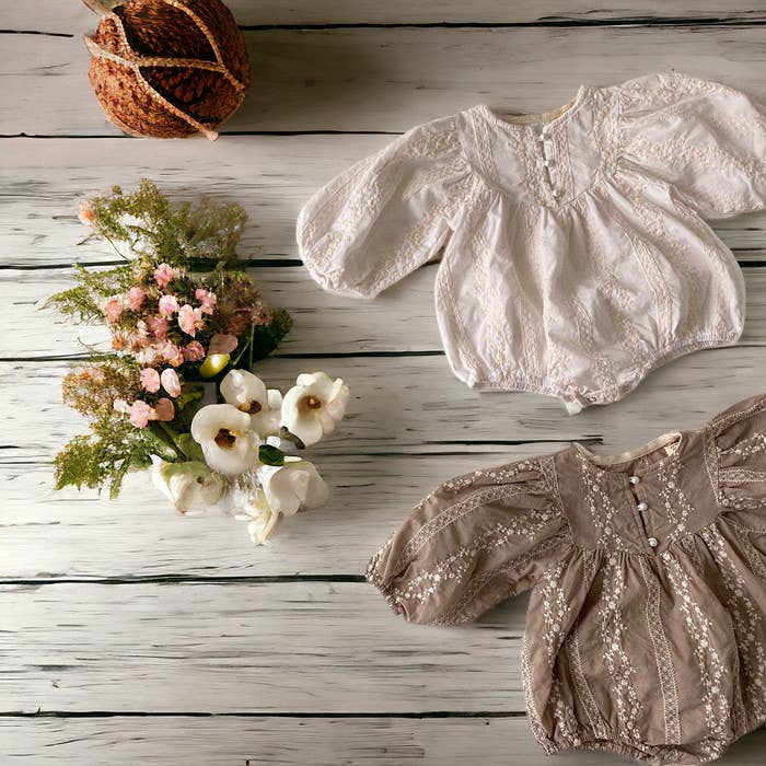 Annie & Charles® organic cotton bodysuit with embroidery