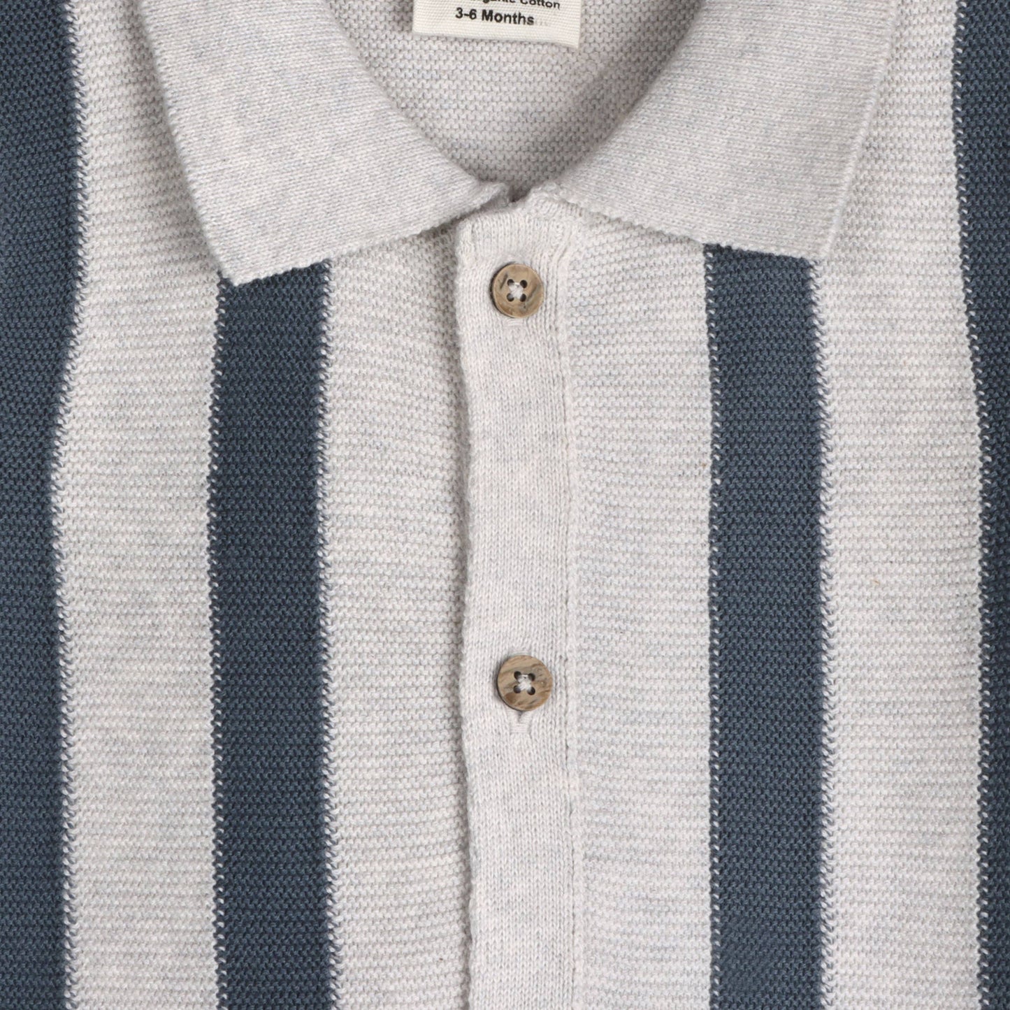 Tennis Collar & Stripe Knit Top & Shorts Set -Organic Cotton