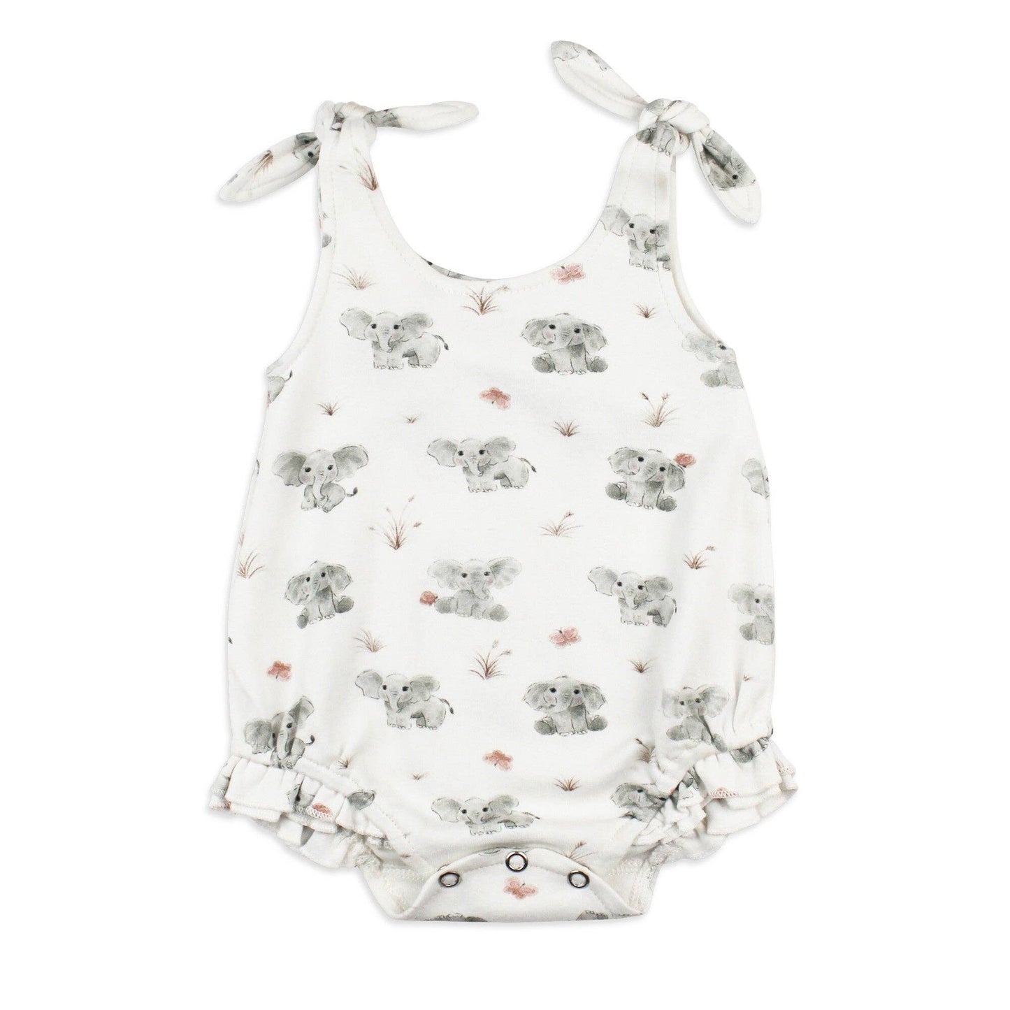 Organic Bowtie Shoulder Bodysuit in Baby Elephant