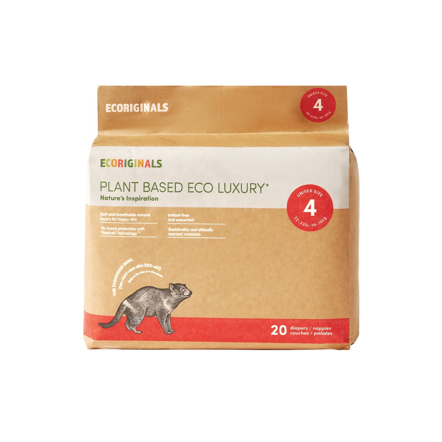 Plant based USA Cotton Eco Diaper Size 4 Toddler 22-33lb