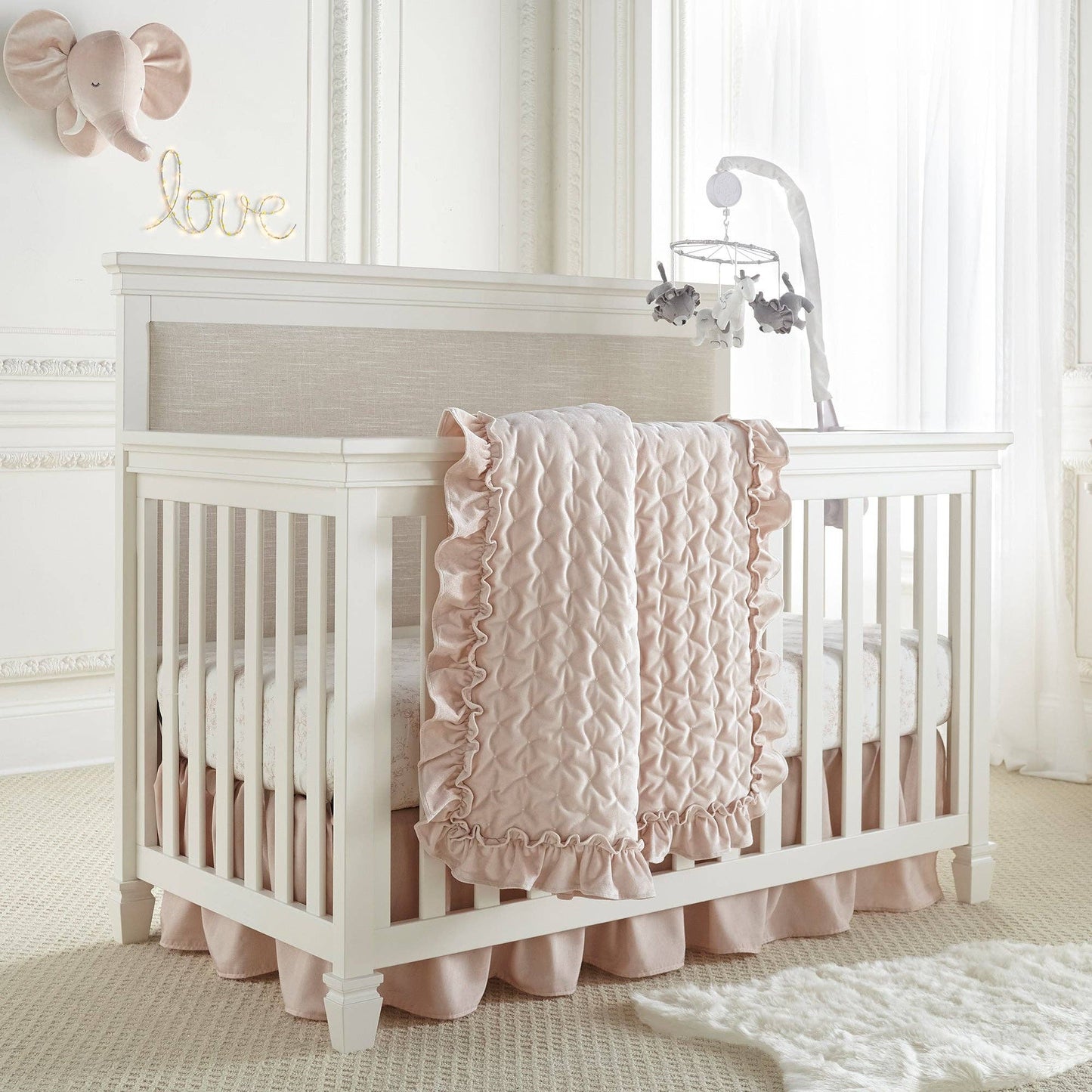 Heritage Blush Velvet 4PC Crib Bedding Set
