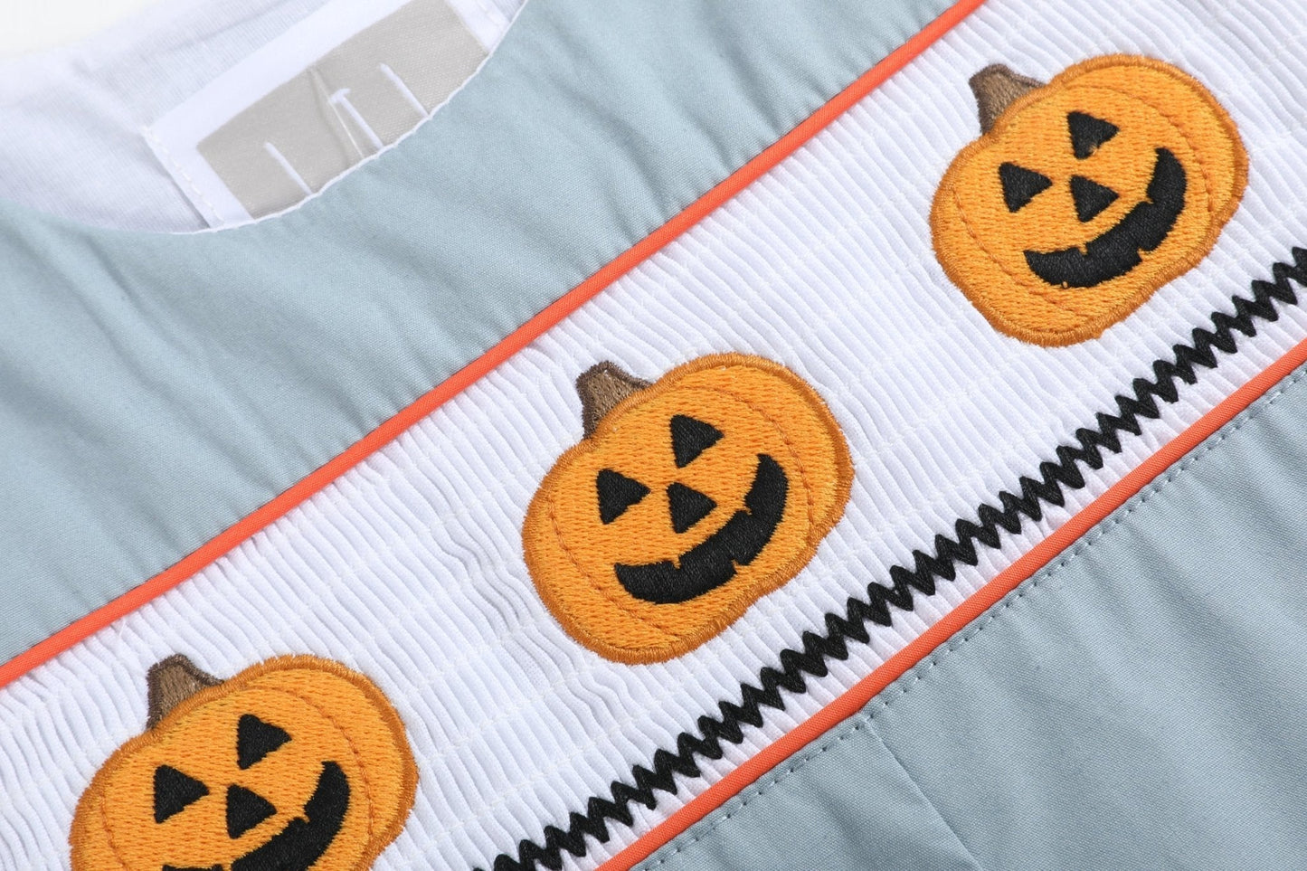 Gray Halloween Smocked Overalls