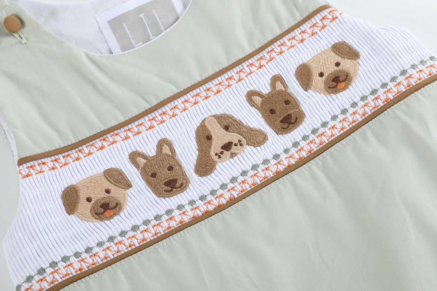 Green Dog Smocked Shortalls