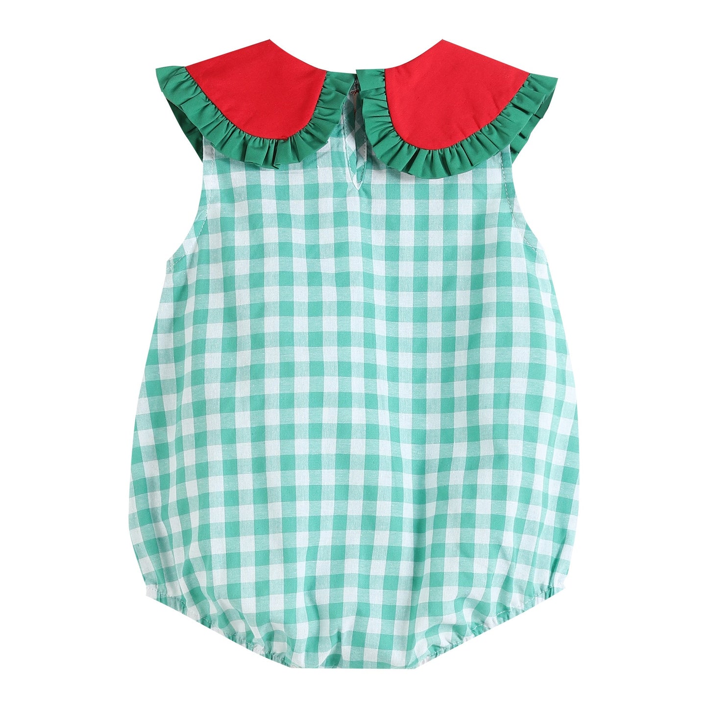 Green Gingham Watermelon Romper