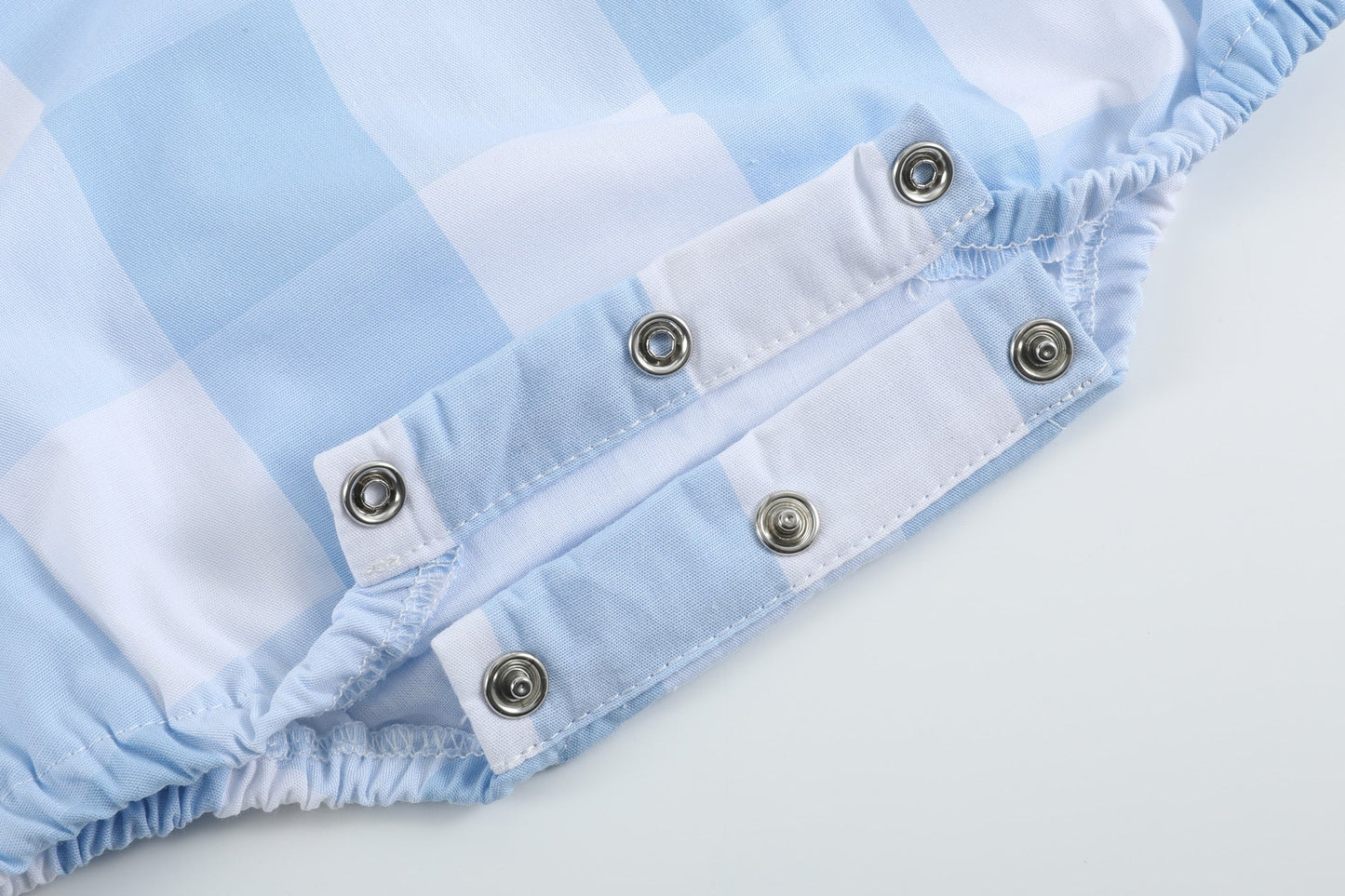 Large Blue Check Bubble Romper