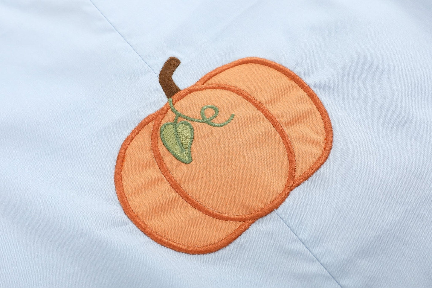 Light Blue Pumpkin Applique Overalls