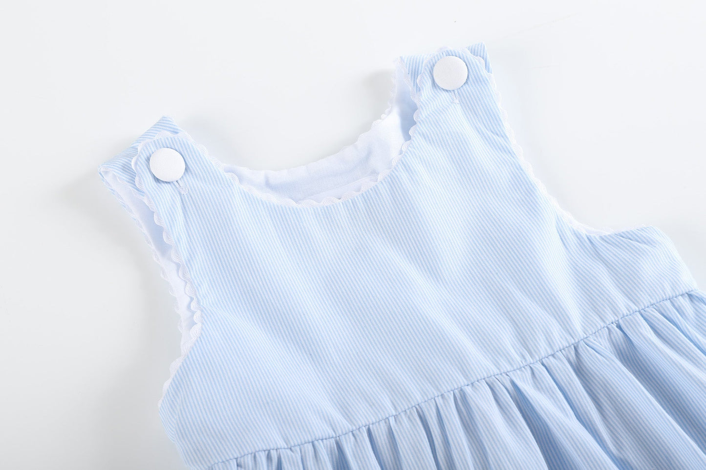 Light Blue Seersucker A-Line Dress