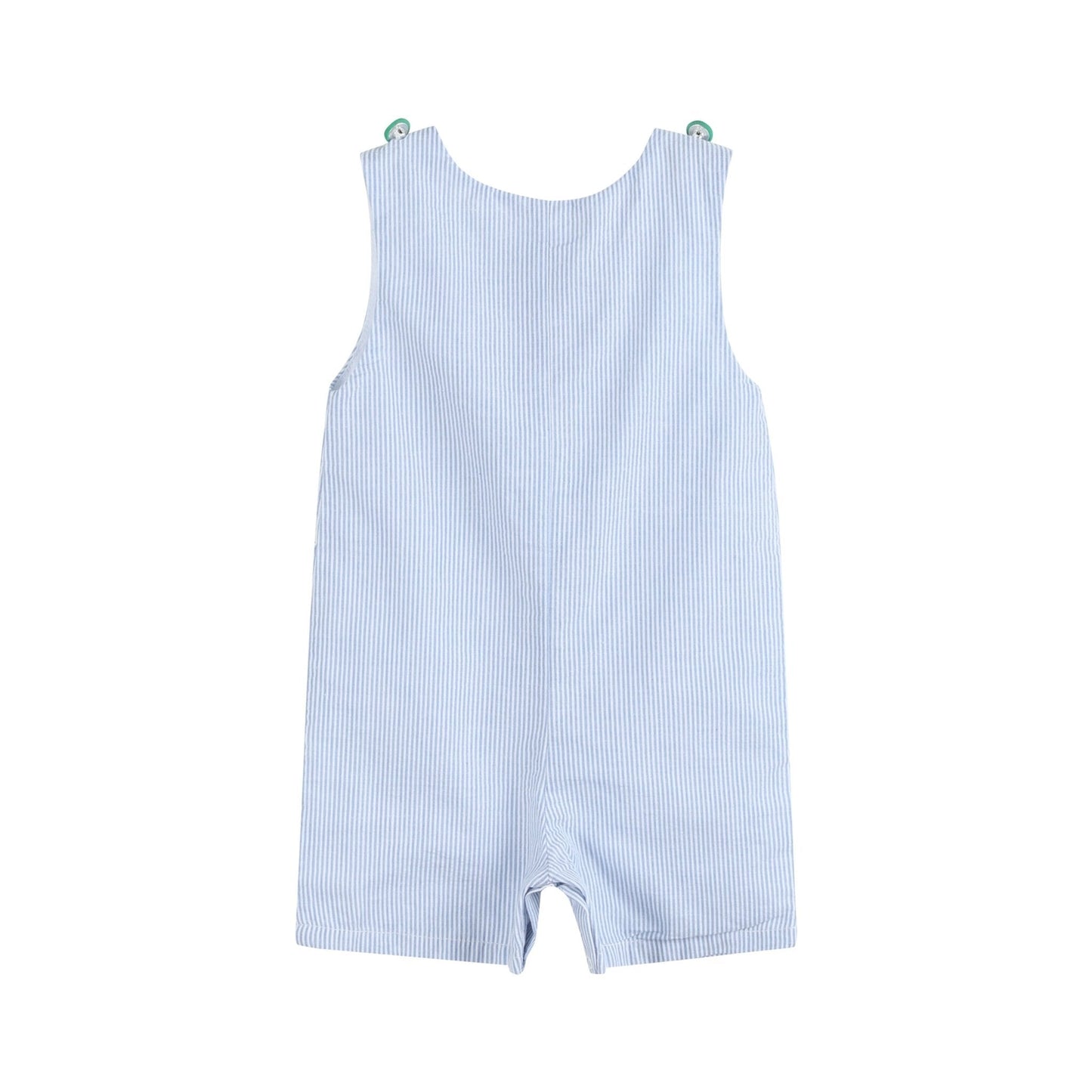 Light Blue Seersucker Watermelon Shortalls