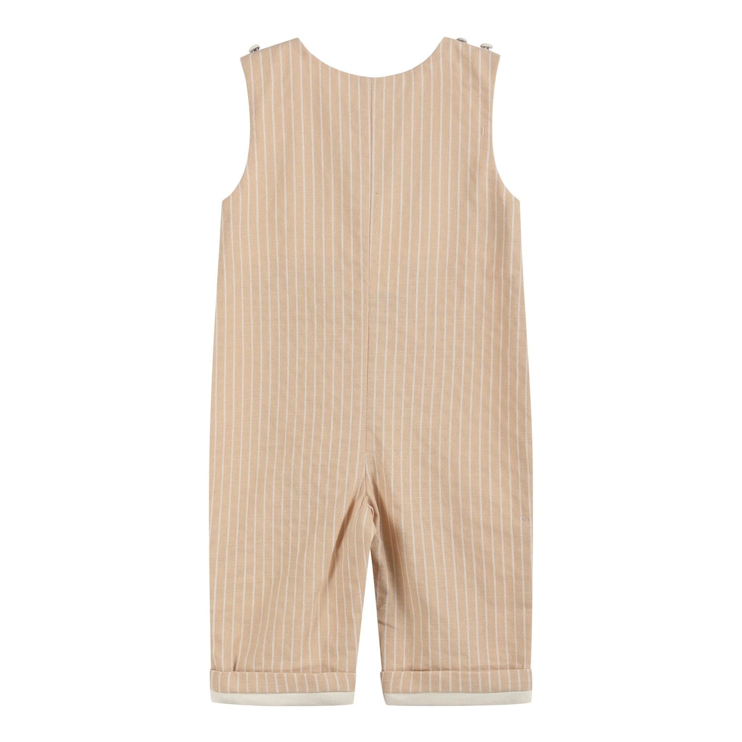 Light Brown Pinstripe Pumpkin Smocked Overalls