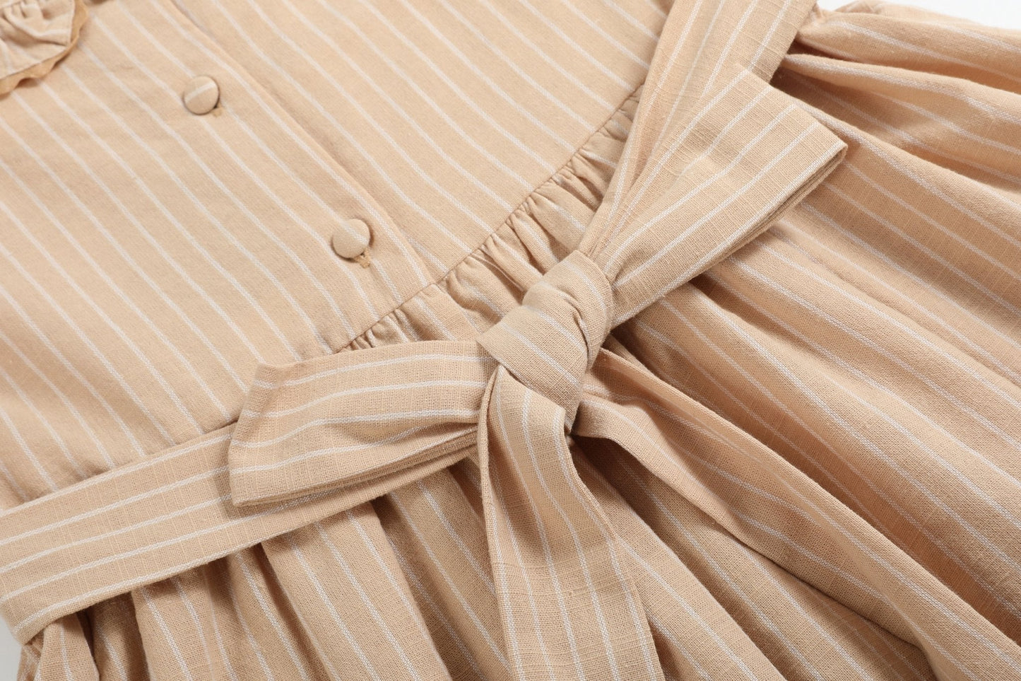 Light Brown Smocked Ruffle Dress