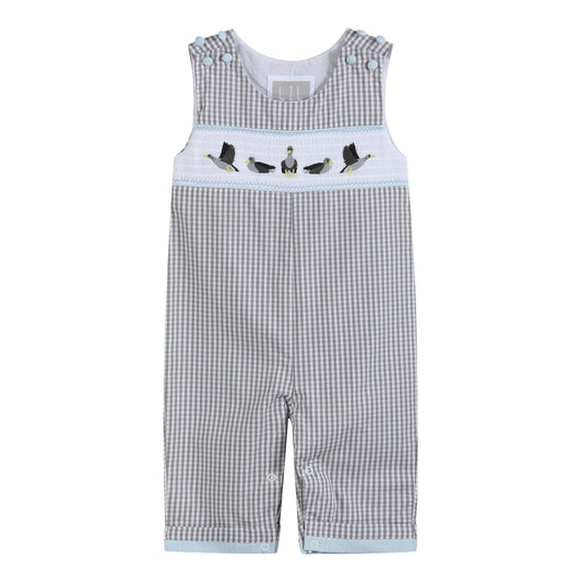 Light Gray Mallard Smocked Overalls