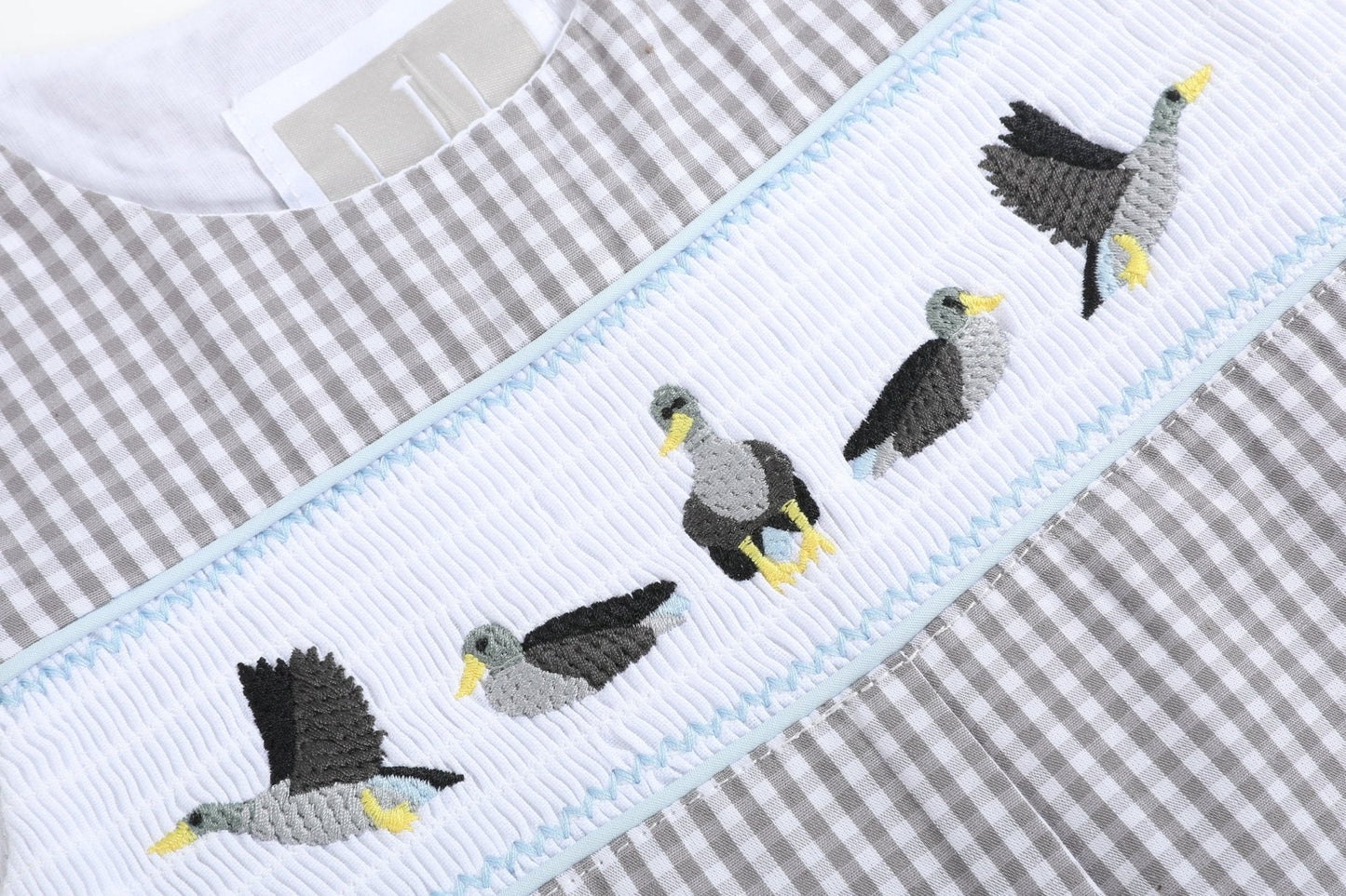 Light Gray Mallard Smocked Overalls