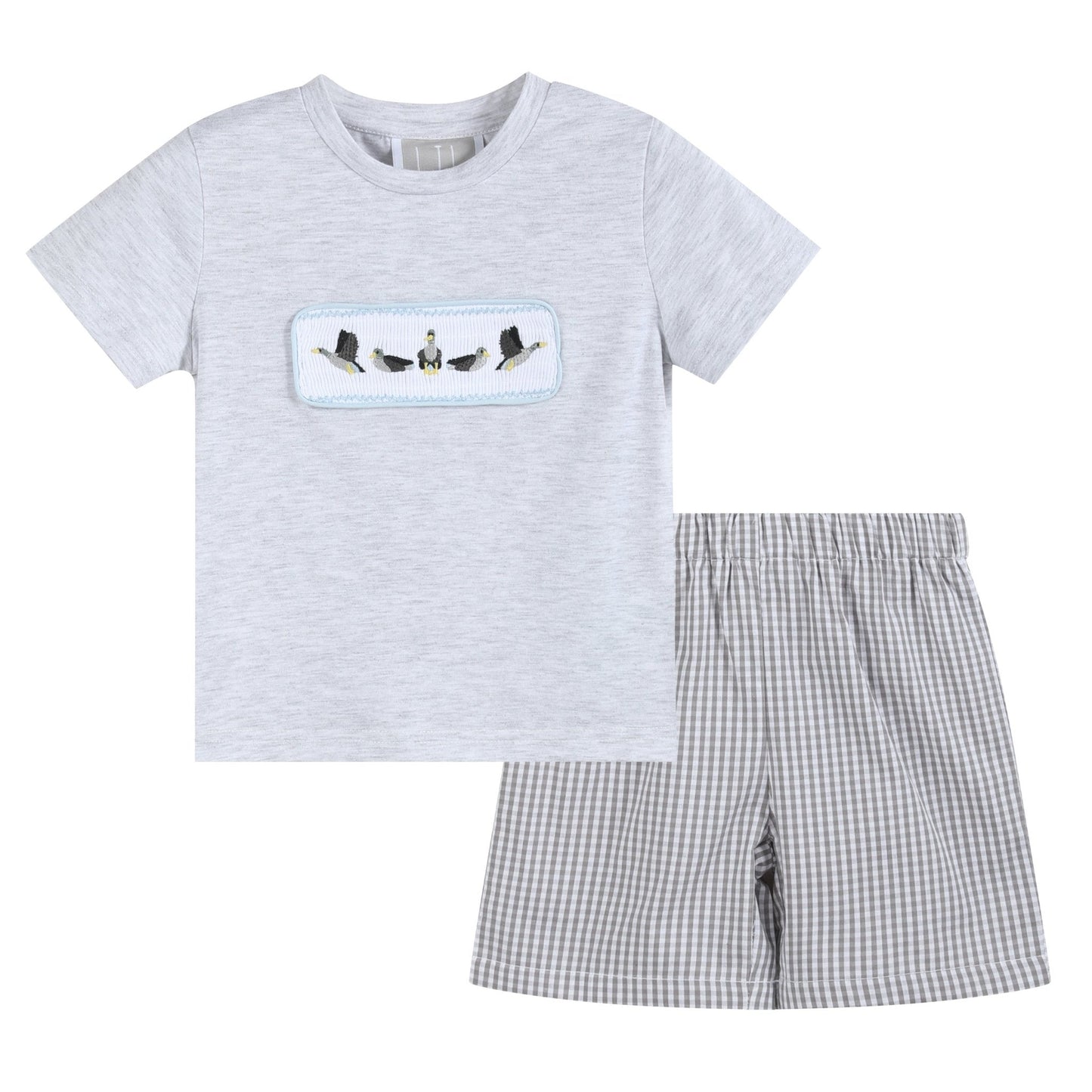 Light Gray Mallard Smocked Shirt and Shorts