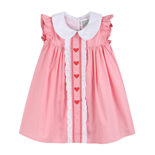 Pink and Red Heart Valentine Ruffle Dress