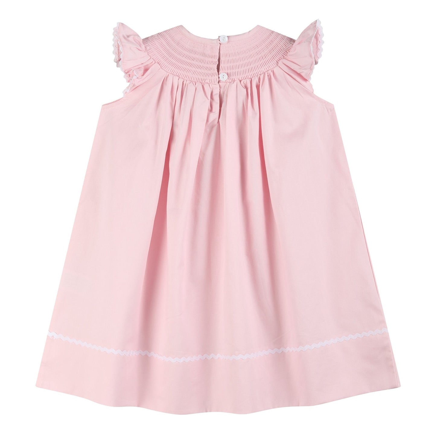 Pink and White Bows Smocked Bishop Dress