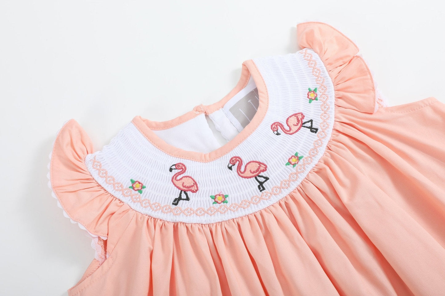Pink Flamingo Smocked Bishop Dress