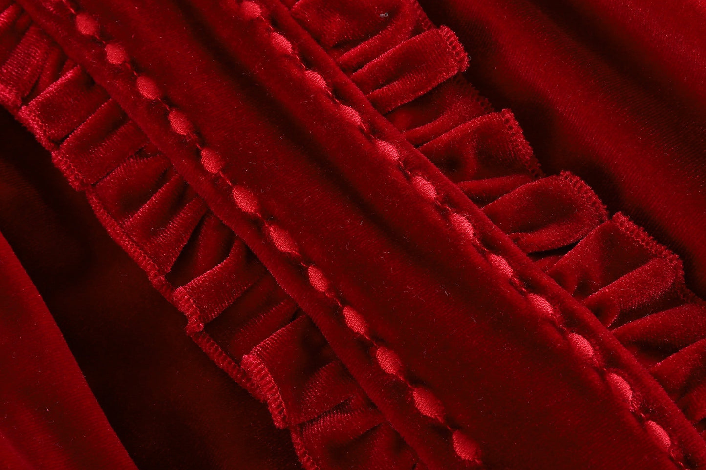 Red Velvet Ruffle Dress