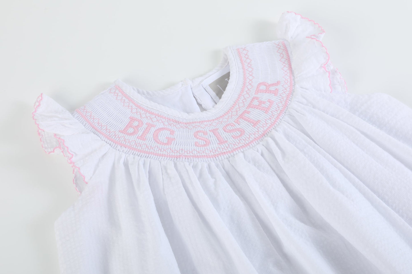 White Big Sister Smocked Bishop Dress