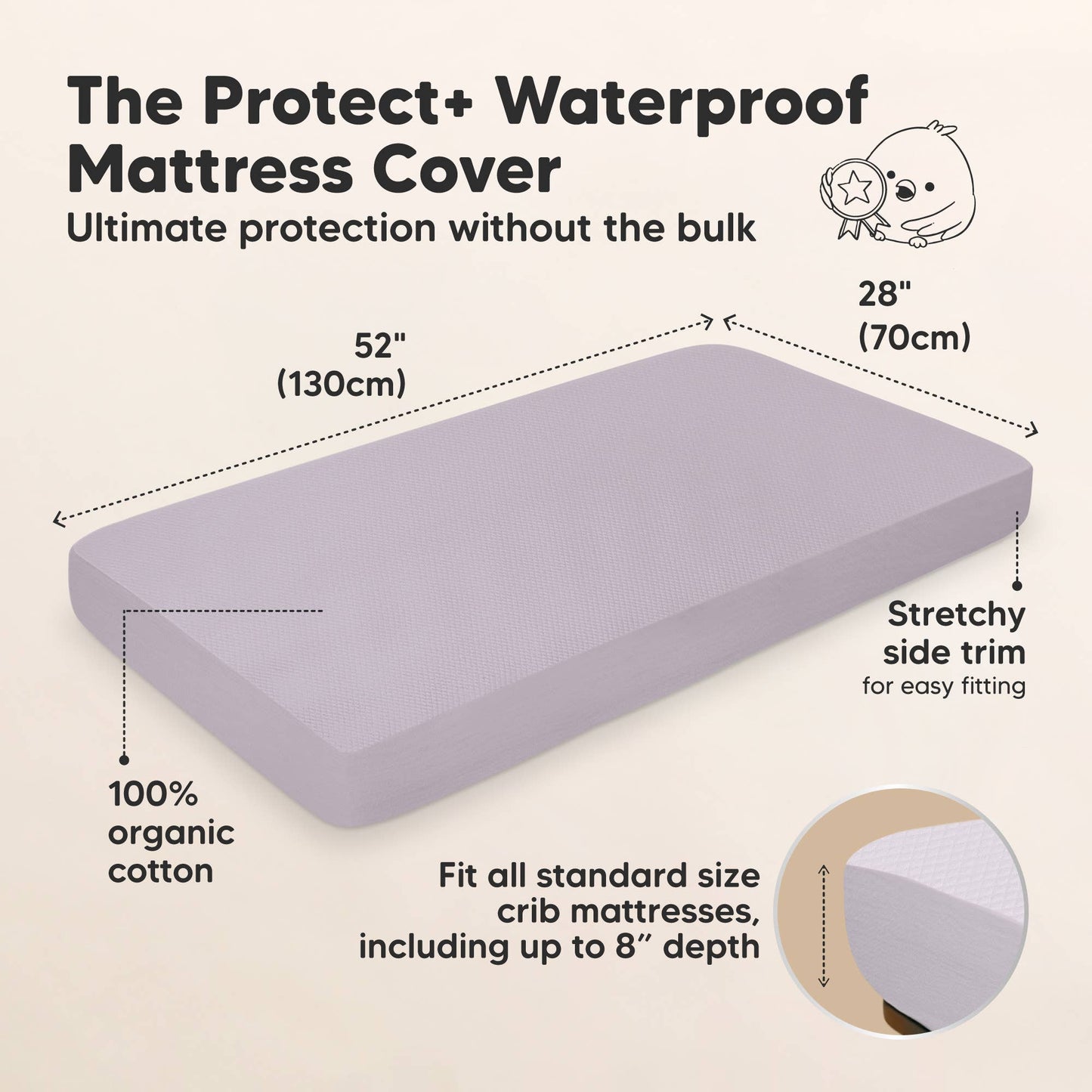 2-pk Quin Protect+ Waterproof Crib Mattress Protector Cover