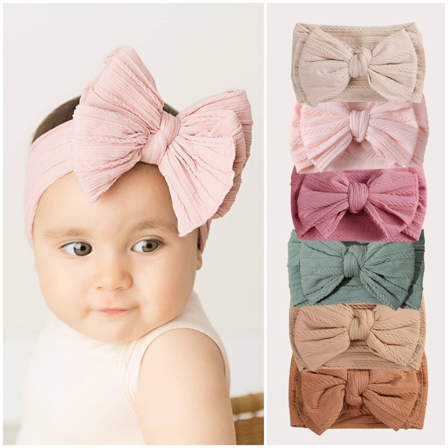 Cable knit Big bow Baby headband