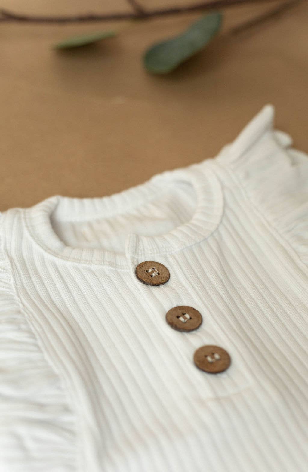 Organic ruffle top cotton romper baby ribbed cotton overall