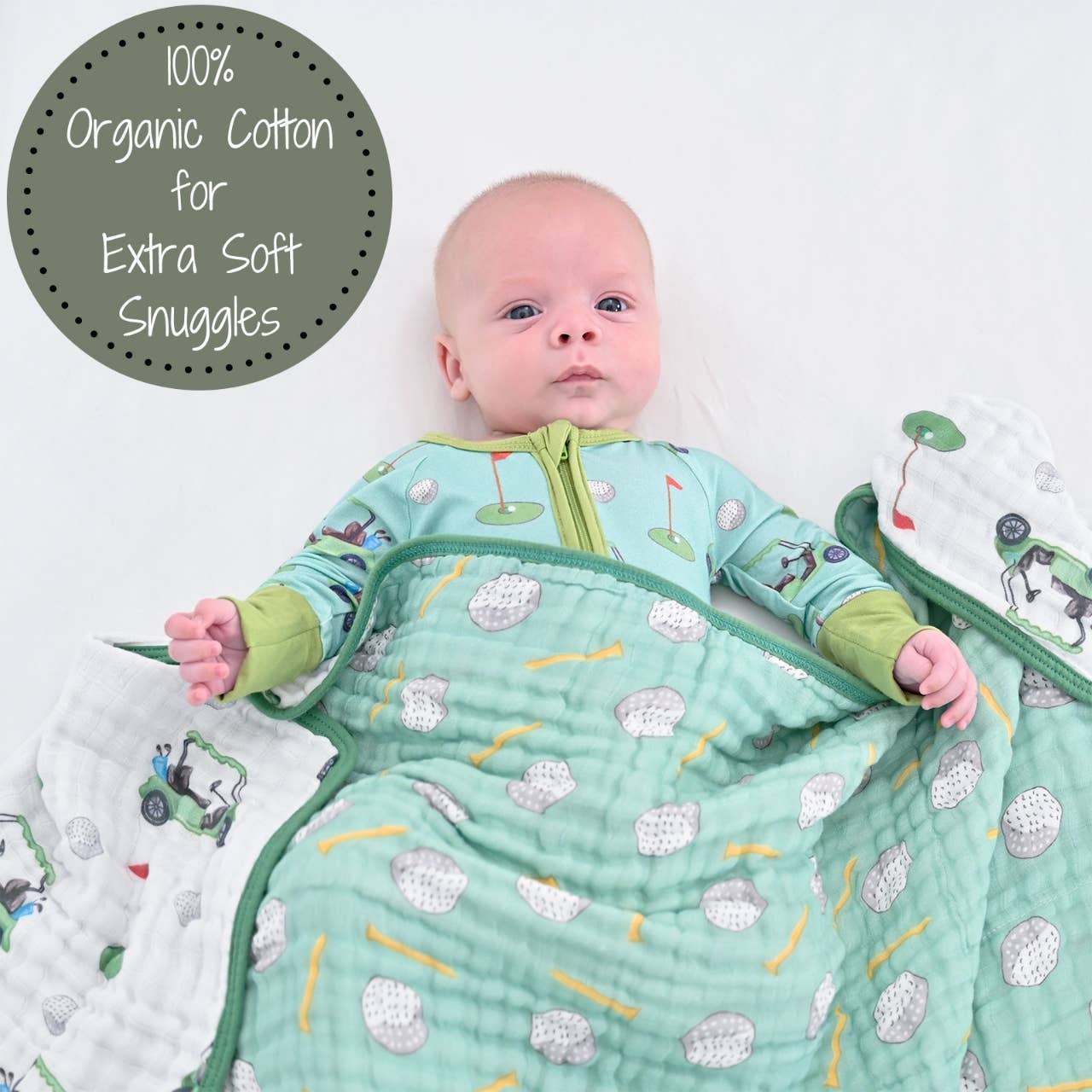 Golf A Round Sports Theme Baby Toddler Muslin Blanket