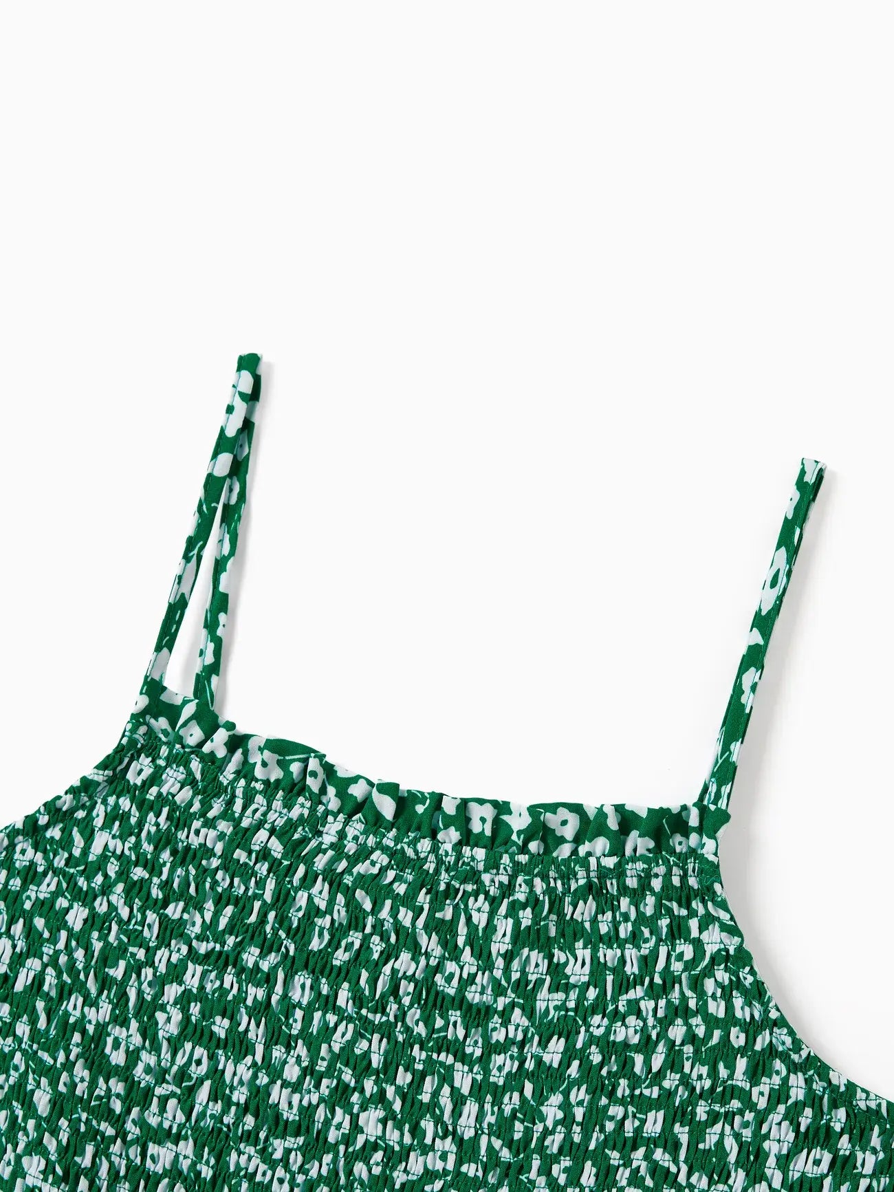 Mommy and Me Matching Floral Green Smocked Strap Jumpsuits